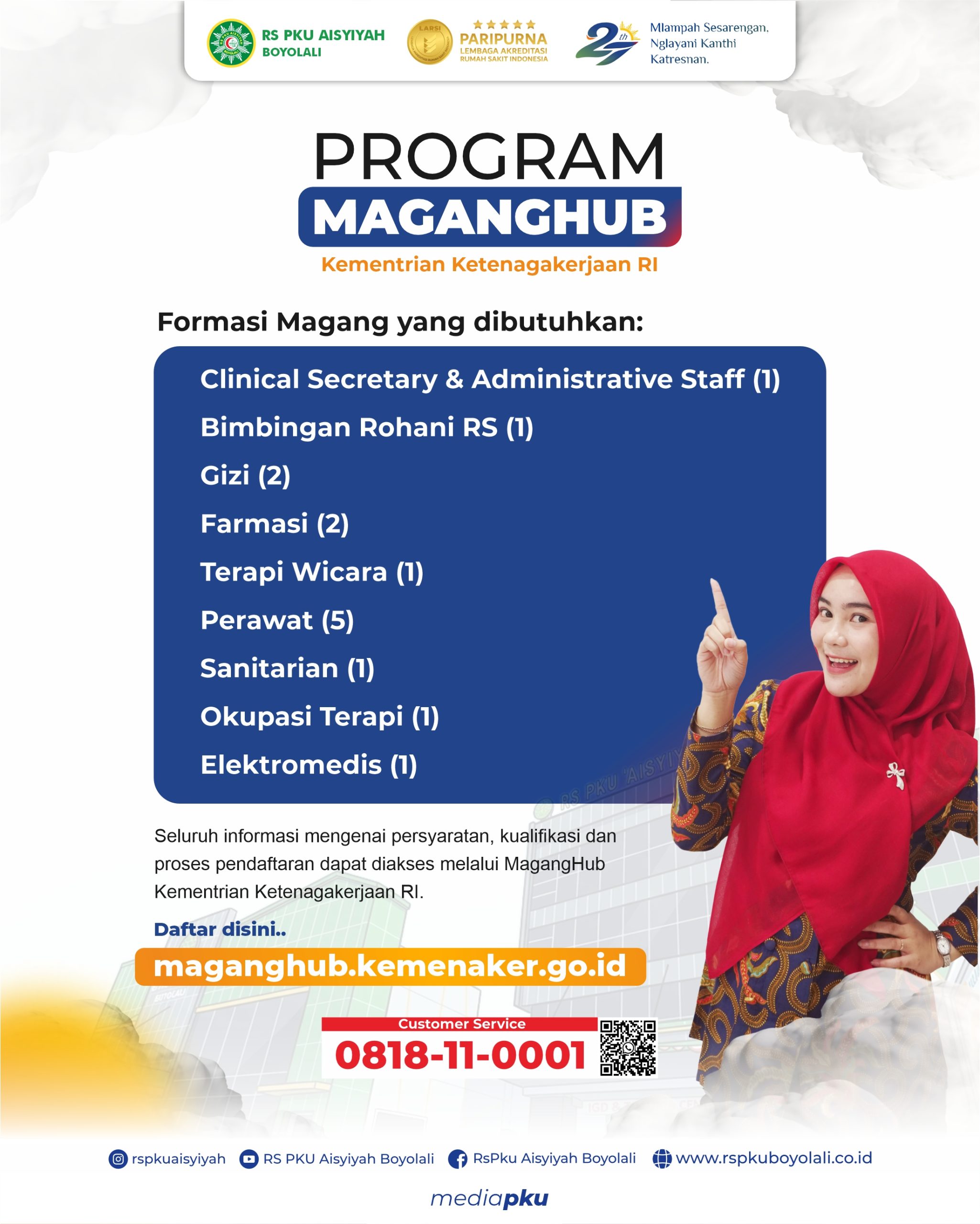 Jaring Talenta Muda, RS PKU Aisyiyah Boyolali Buka 15 Formasi Program MagangHub Kemnaker RI