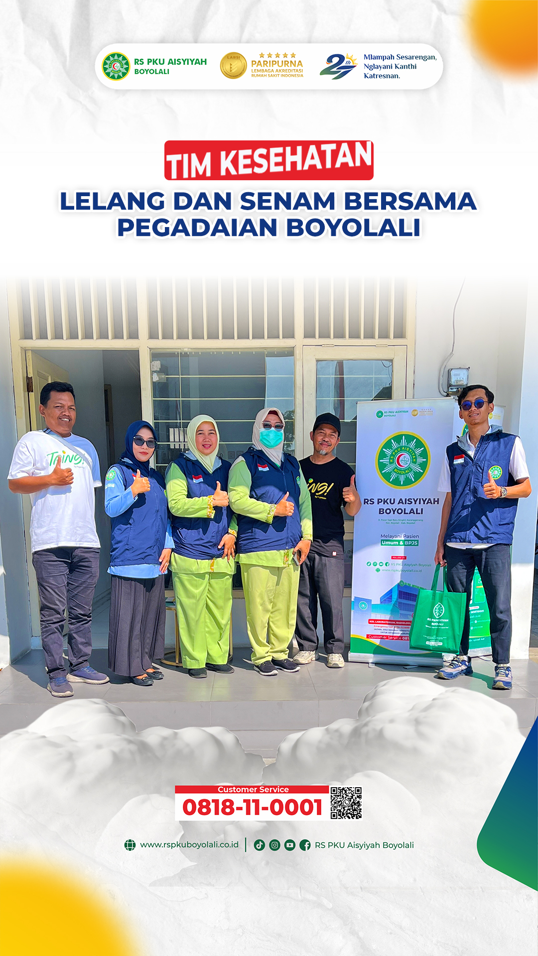 Sinergi Lintas Sektor, RS PKU Aisyiyah Boyolali Kerahkan Tim Kesehatan di Acara Senam Sehat dan Lelang Pegadaian Boyolali