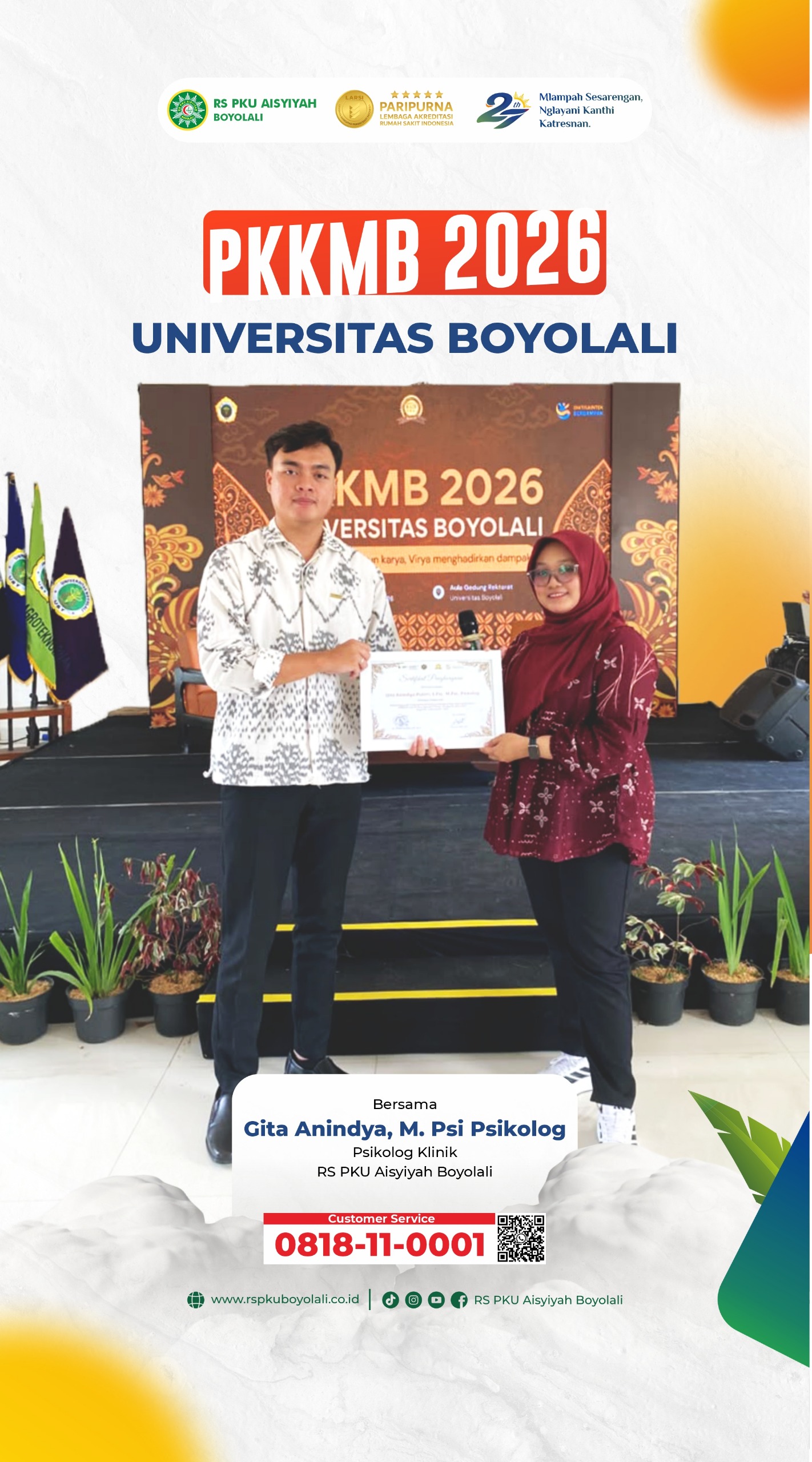 Sinergi Bangun Generasi Tangguh, RS PKU Aisyiyah Boyolali Bekali Mahasiswa Baru Universitas Boyolali Edukasi Kesehatan Mental