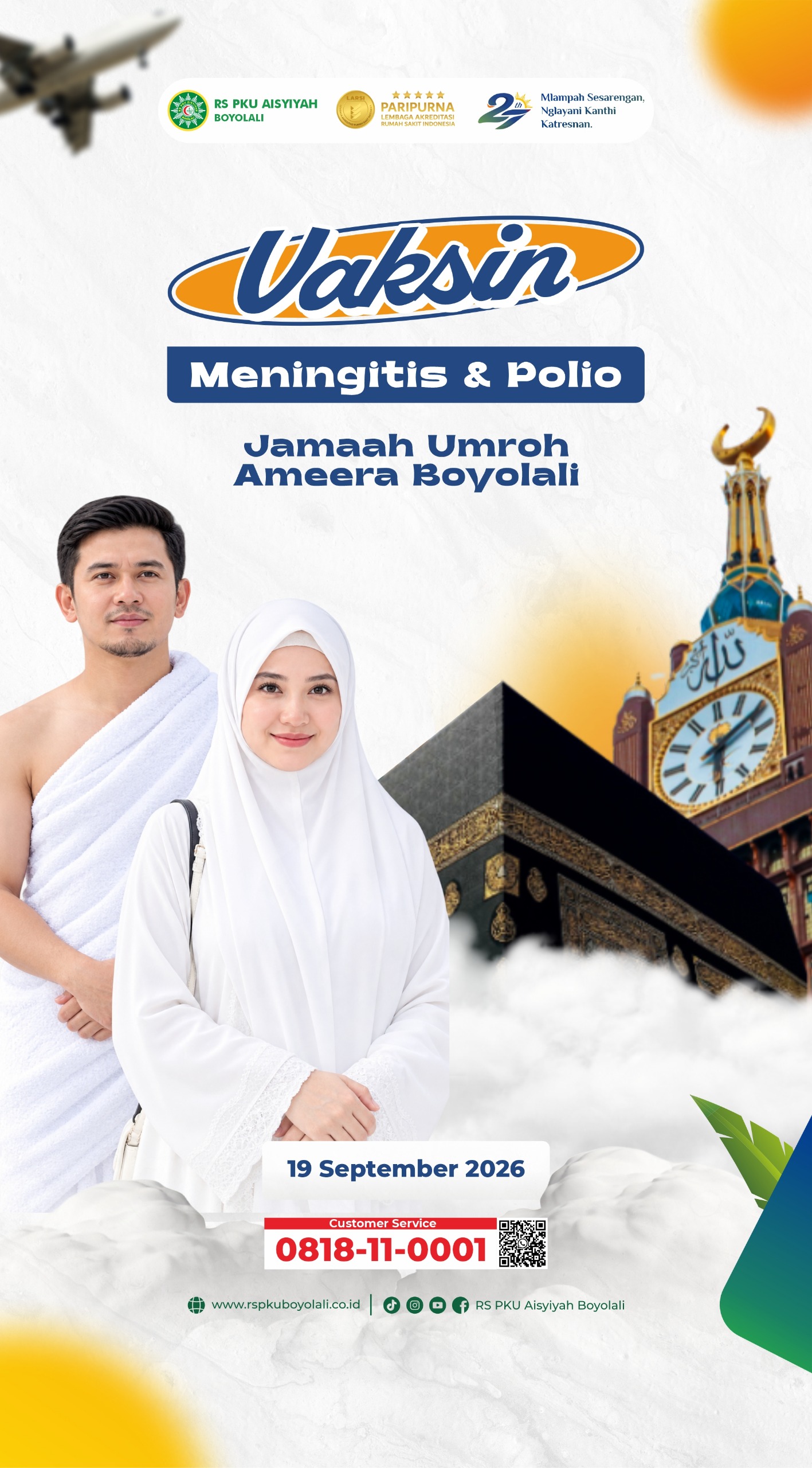Wujudkan Ibadah Aman dan Sehat, RS PKU Aisyiyah Boyolali Fasilitasi Vaksin Meningitis dan Polio Jamaah Umroh Ameera