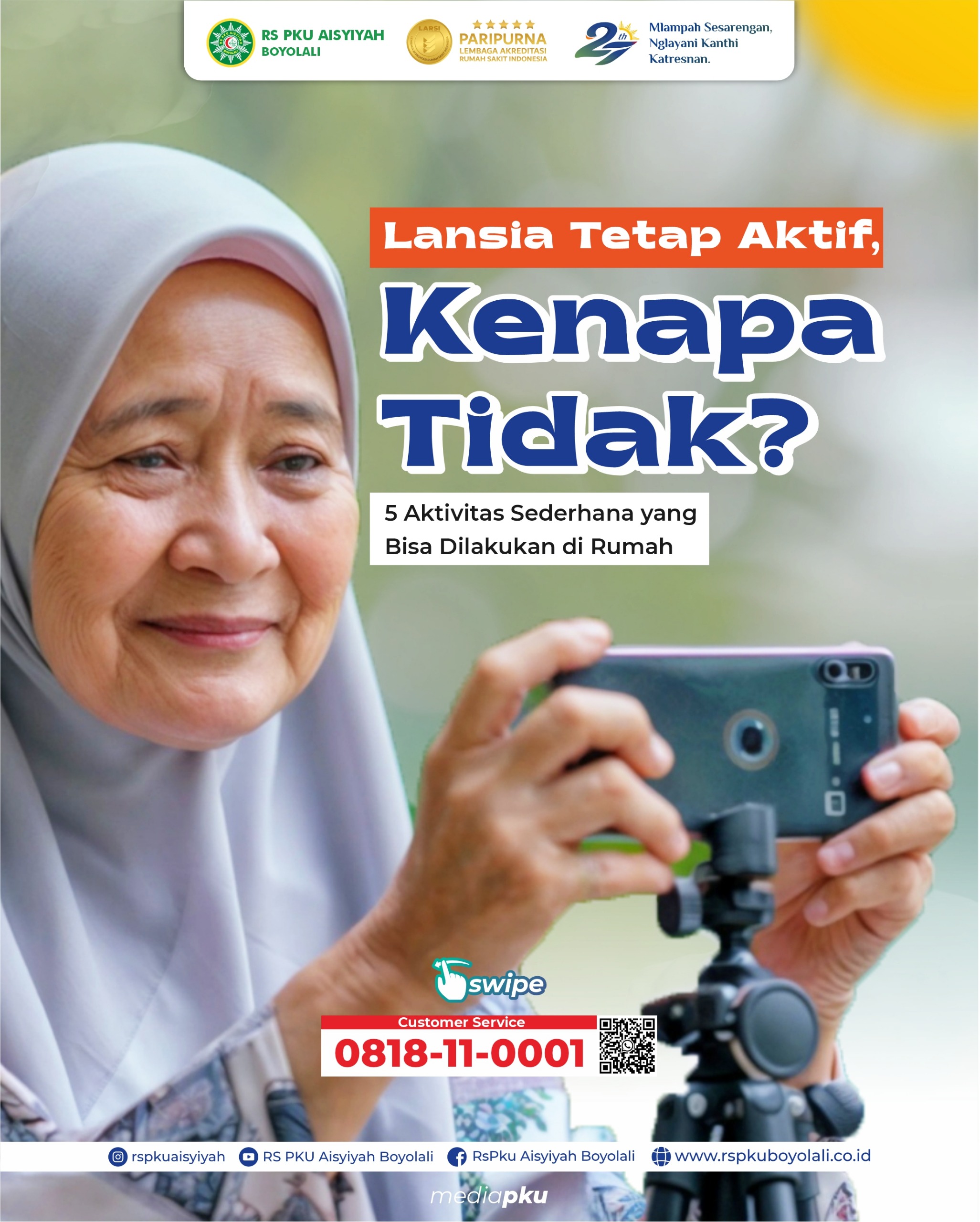 Lansia Tetap Aktif, Kenapa Tidak? RS PKU Aisyiyah Boyolali Bagikan 5 Aktivitas Sederhana dari Rumah
