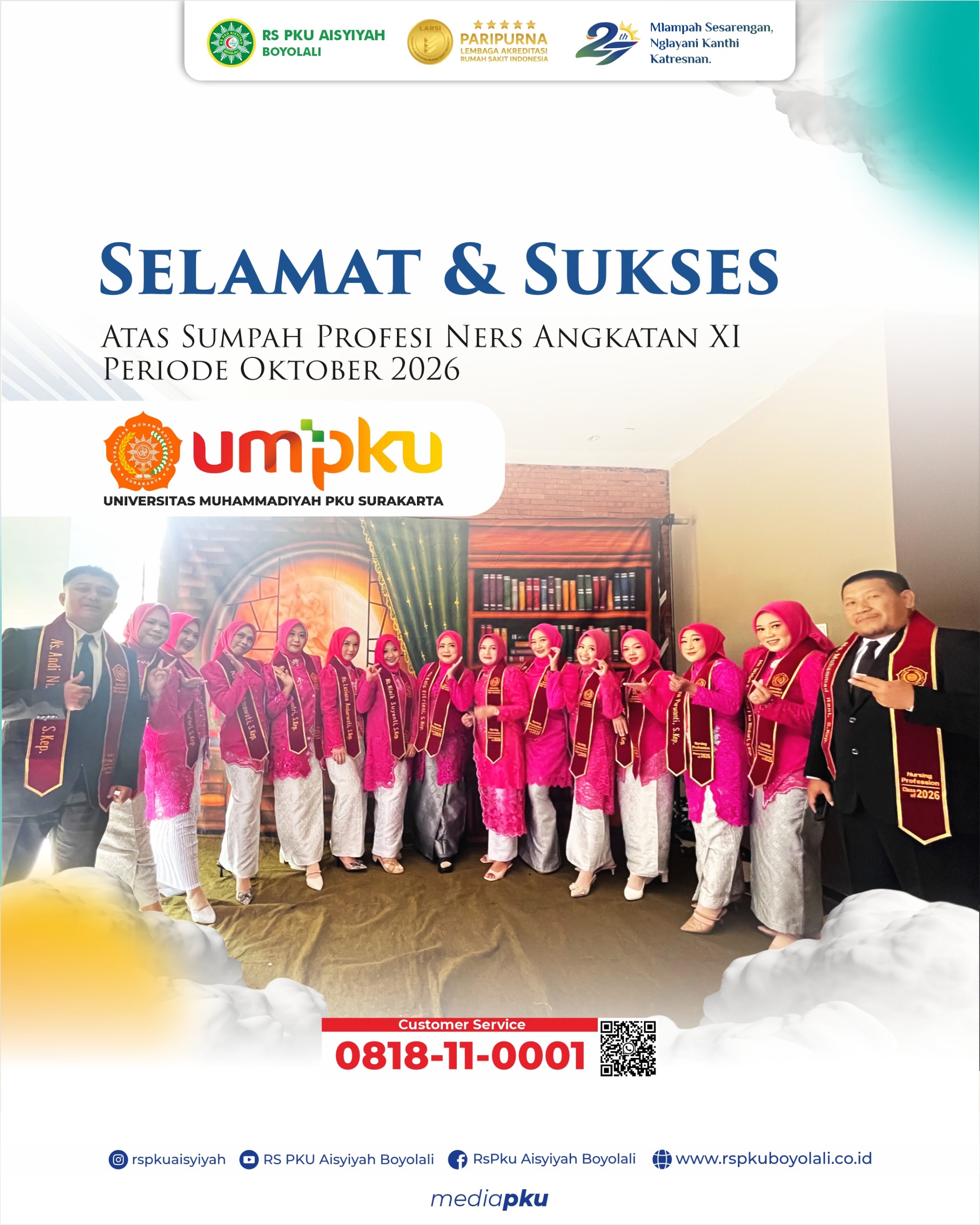 RS PKU Aisyiyah Boyolali Ucapkan Selamat & Sukses atas Sumpah Profesi Ners Angkatan XI UMPKU Periode Oktober 2026