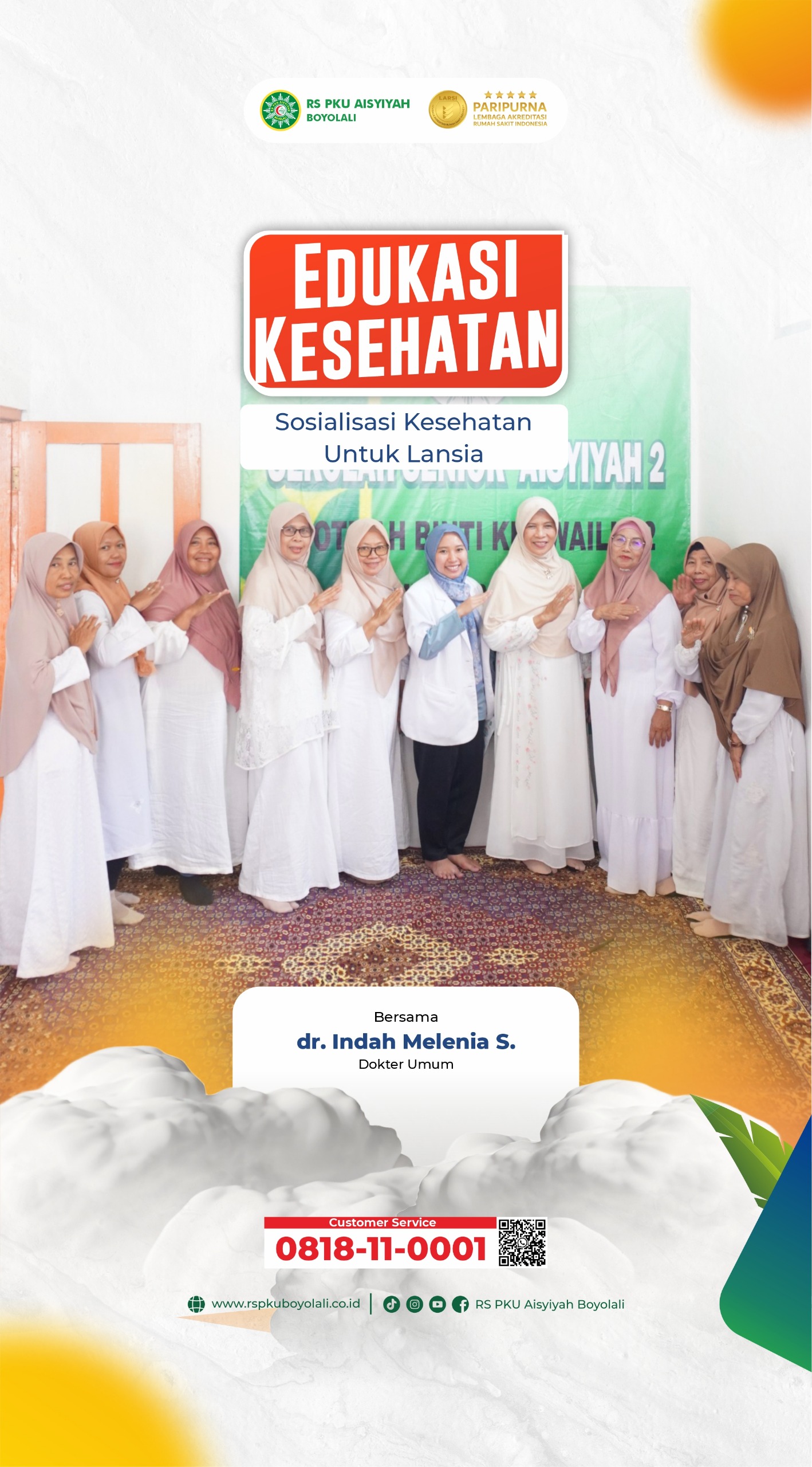 Tingkatkan Derajat Kesehatan Lansia, RS PKU Aisyiyah Boyolali Gelar Sosialisasi Kesehatan di Pimpinan Ranting Aisyiyah Siswodipuran