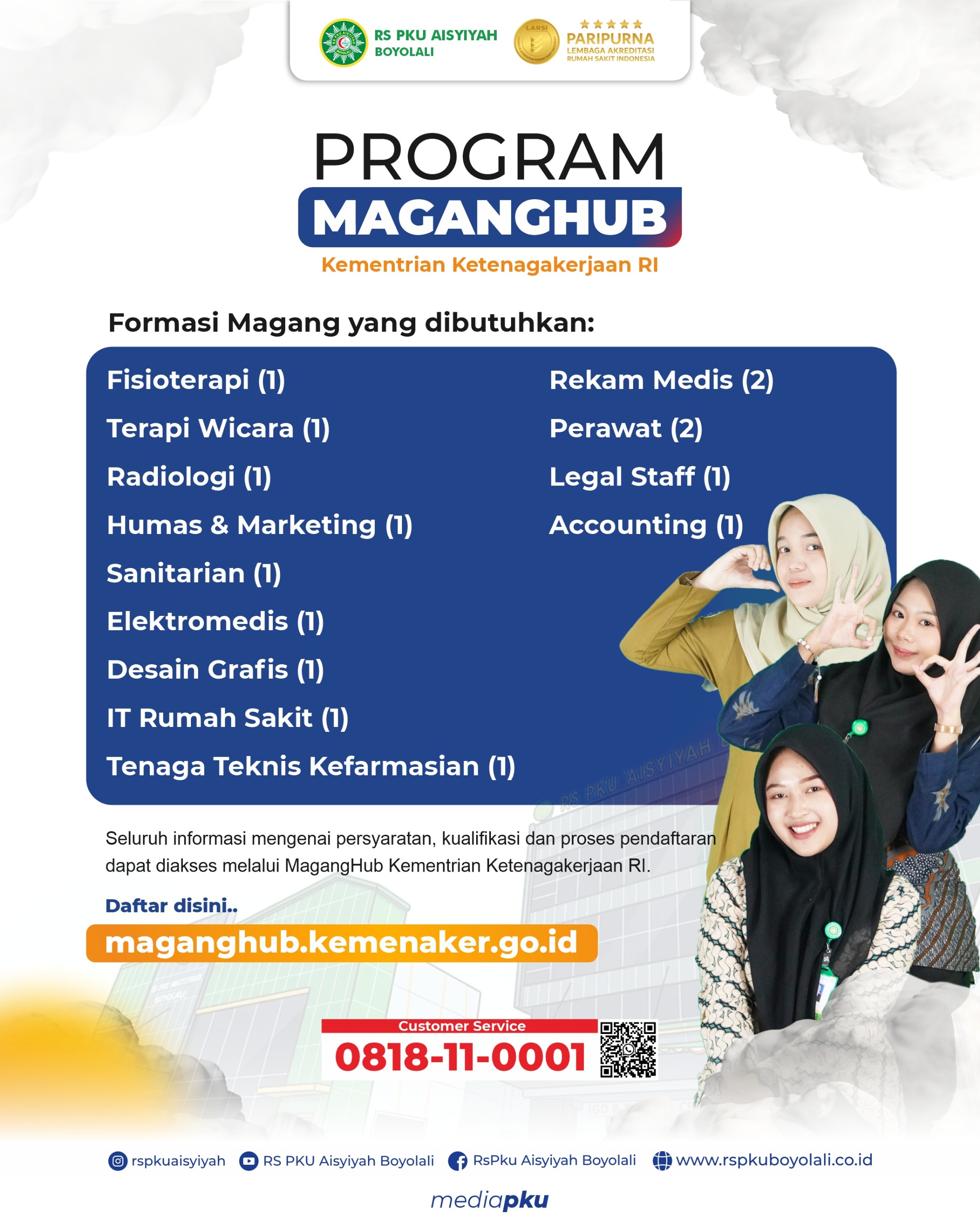 Buka Peluang Karier dan Pengembangan Kompetensi, RS PKU Aisyiyah Boyolali Buka Pendaftaran Program MagangHub Batch 3