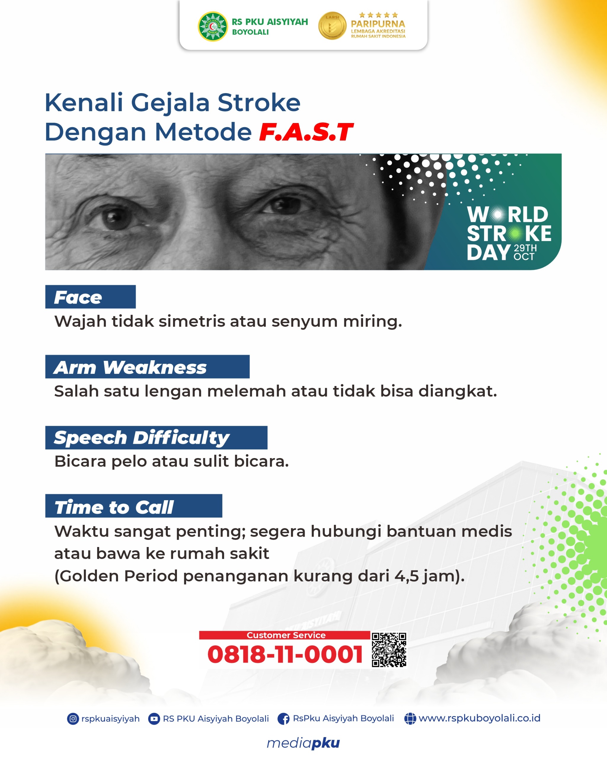 Peringati Hari Stroke Sedunia, RS PKU Aisyiyah Boyolali Bagikan Edukasi Kenali Gejala Stroke Melalui Metode F.A.S.T